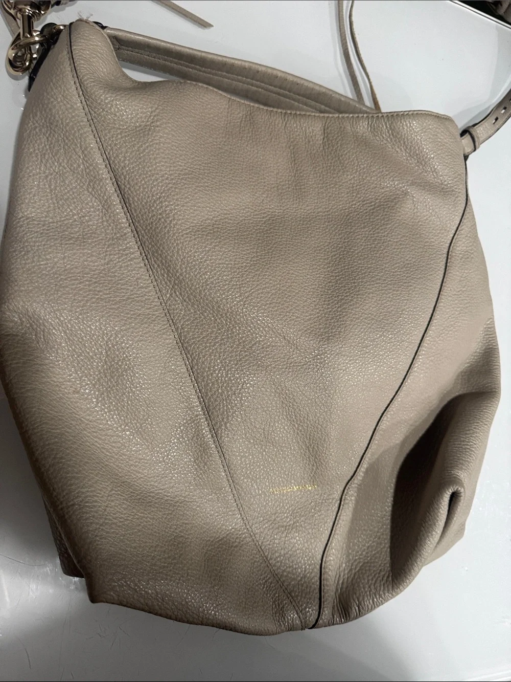 Rebecca Minkoff Beige Leather Hobo with Gold Zippers